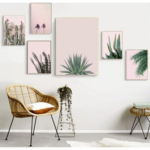 Flower Cactus Fleshiness Plant Canvas Poster Nordic Print Scandinavian Wall Art Painting Pictures Minimalist Home Decor