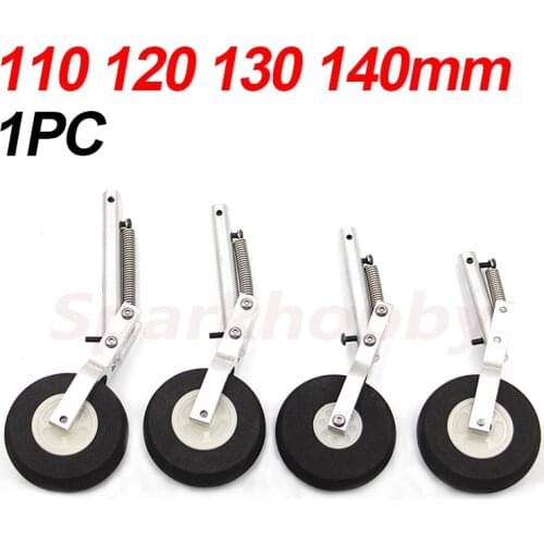 1PC 110 120 130 140mm Aluminum Alloy Retractable Belt Spring Landing Gear 45mm 50mm Spomge Wheel For Fixed Wing RC Airplane Accs