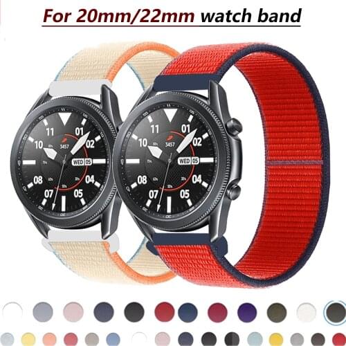 20 22mm watch band For Gear s3 Frontier strap Galaxy watch 3 45mm 41mm 46 active 2 44mm 40mm Nylon huawei watch gt2e/2 strap 42