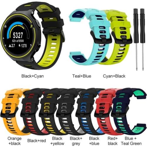 Smart Watch Strap for Garmin Forerunner 735xt 220 230 235 620 630 Two-color Combine Silicone Steel Buckle Strap Wristband Strap