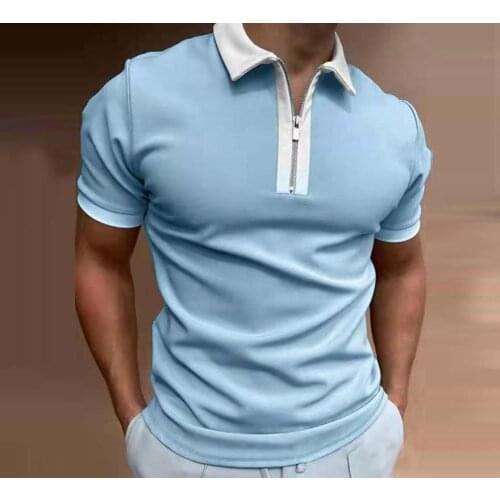 Summer New Mens Clothing Polo Shirts For Men 2021 Brand Turn-down Collar Zipper Design Short Sleeve Tops Casual Dress Shirt Man