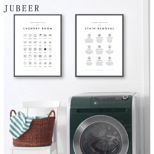 Washing Drying Room Wall Decor Laundry Symbols Guide Art Canvas Painting Prints and Posters Laundry Room Wall Picture Decoration