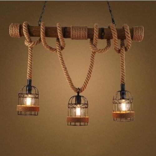 Lámpara colgante de cuerdas de cáñamo Vintage con diseño de Mono Blanco/negro de resina posmoderna para las réplicas de resina