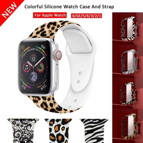 Colorful Silicone Watch Case Painted Silicone Strap for Apple Watch 6 SE / 42MM 5/4 44MM Accessories for Iwatch 3/2/1 38MM 40MM