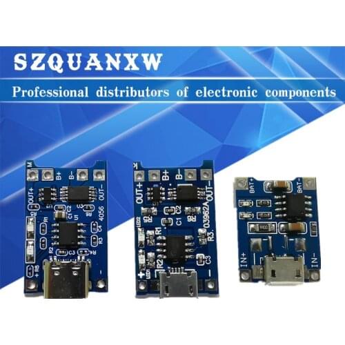 Mini Micro Type-c USB 5V 1A 18650 TP4056 Lithium Battery Charger Module Charging Board With Protection Dual Functions 1A Li-ion