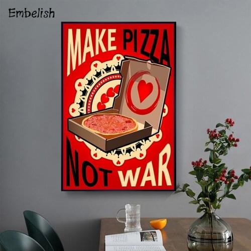 1 Pieces Hot Make Pizza Not War Large Wall Art Pictures For Living Room Famous Artworks Posters Home Decor Canvas Paintings