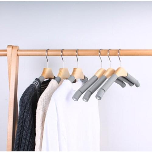 10 pcs/lot Solid Wood Anti-skid Clothes Hangers Household Seamless Wooden Coat Hanger Clothing Rack for Sweater Pants Suit