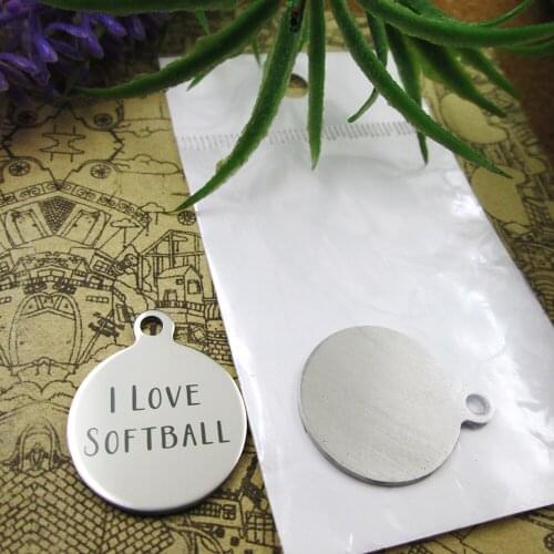 20pcs--"I Love Softball"stainless steel charms 5 styles for choosing DIY Charms for necklace bracelets