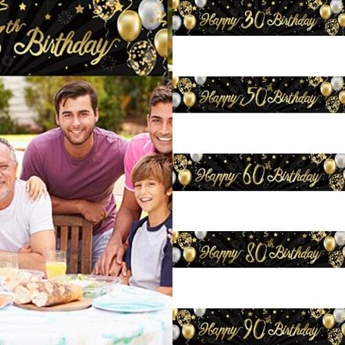 13，30, 40, 50, 60 Happy Birthday Banner Logo Gold Flash Birthday Party Decoration Items Background Decoration Photos Props Items