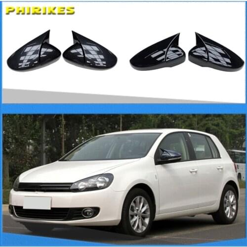 2pcs Car Rear View Mirrors Cover Protector For Golf 6 MK6 R VI 2009-2013 Black 5K0857537 Auto Rearview Mirror Covers Accessories
