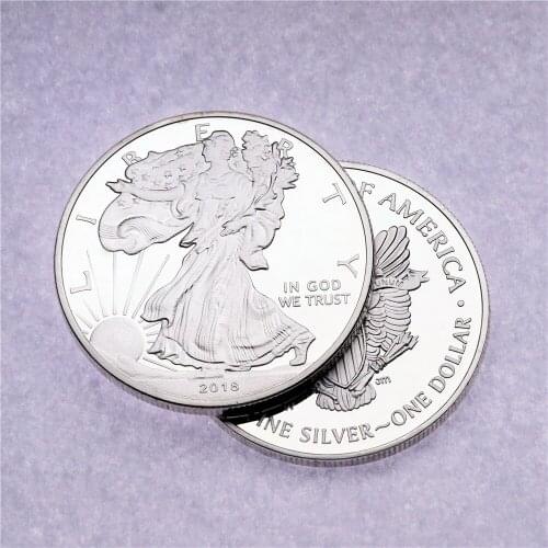 2018 1 OZ American Eagle Statue of Liberty Silver Coin Silvering Brass Core Not Magnetic Collection Crafts