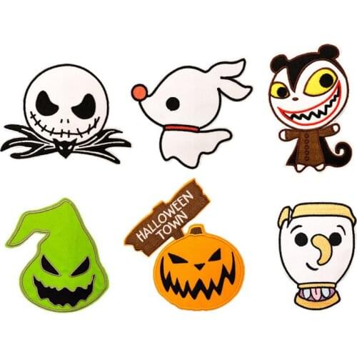 2021 Horror Punk Skull pumpki Iron On Patches Logo Embroidery Clothing Badge All Saints' Day All Hallows' Day