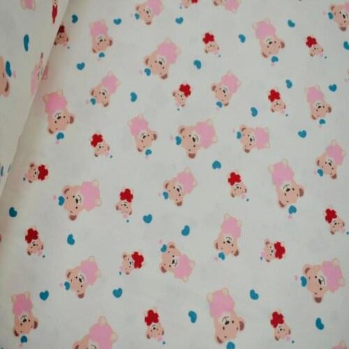 240 CM Eninde minik ayı desenli flanel pamuklu kumaş