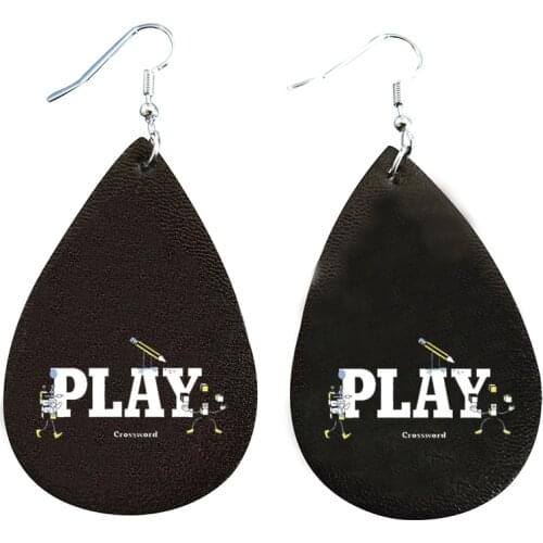 25 Pairs The Times Play Crossword Faux Leather Earrings Bulk Make Your Logo
