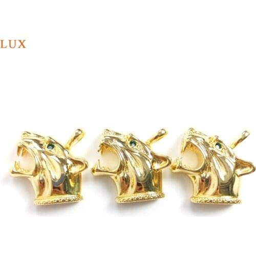 5pcs Gold Roaring Animal Wolf Pendant Men Pendant Brass Guard Pendant Spirit Animal Charm For Women Necklae Gift Pendant Finding