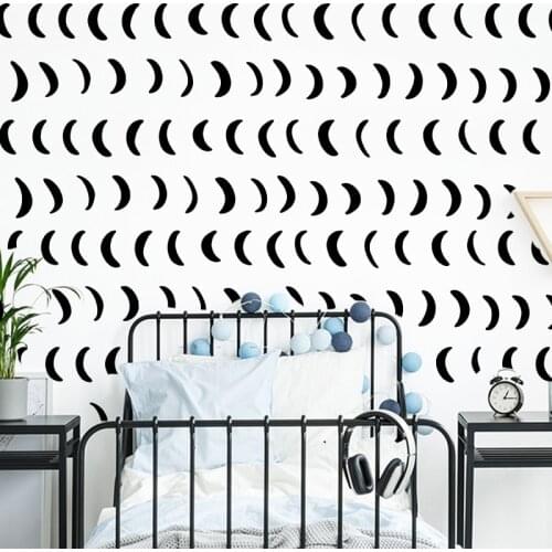 75Pcs Boho Hand Drawn Moon Phases Wall Sticker Baby Nursery Bedroom Moon Sky Plants Boho Wall Decal Kid Room Vinyl Decor