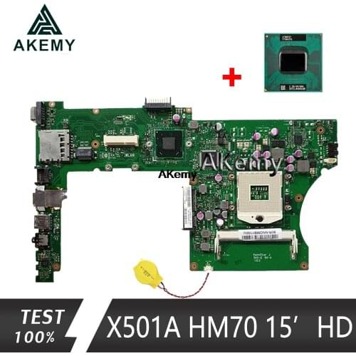 Akemy X501A Laptop motherboard For Asus X501A Test original mainboard X401A REV:2.0 HM70 15"HD Mainboard send CPU