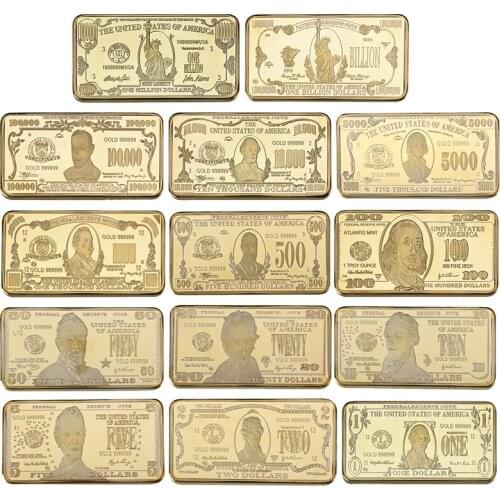 American USD 5000 24k Gold Plated Fake Money Gold Bar Home Decorative Gold Bars Metal Crafts Luxury Souvenir Gifts