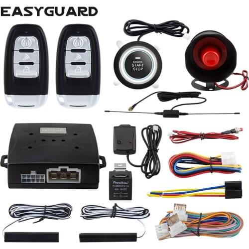 EASYGUARD Car security alarm system with PKE passive keyless entry remote engine start stop keyless go system push button start