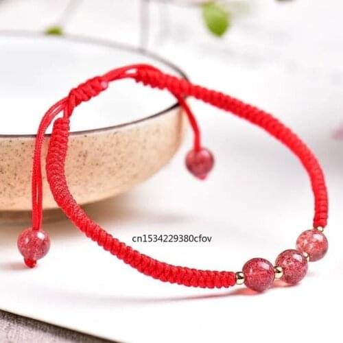 Customized Natural Jade Emerald Strawberry Crystal Bracelet Adjustable DIY Bangle Jewellery Fashion Accessories Woman Amulet