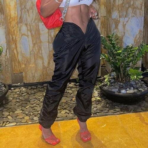 Split Pant Side Zipper V Shape Solid Loose Casual Fashion Trouser Women Clothing Autumn Fairy Grunge High Street Y2k Capri Pants