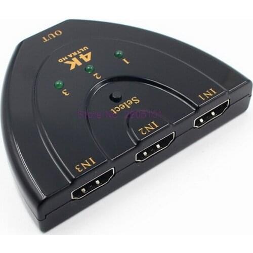 Dhl or fedex 200pcs 4K*2K 3D Mini 3 Port HDMI Switch 1.4b 4K Switcher HDMI Splitter 3 in 1 out Port Hub for HDTV Xbox PS3 PS4