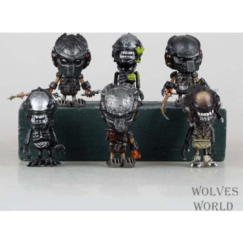 6pcs/set Q version Predator Series Predator Anniversary Jungle Hunter action figure toy 8cm