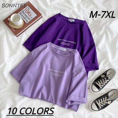 T-shirts Women Plus Size 7XL Straight Leisure Daily Female Lovely Girls 2021 New Tees Letter Soft Trendy Simple Design All-match