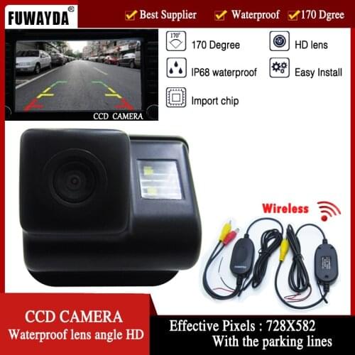 FUWAYDA wireless car Rear View Reverse Backup CCD camera parking lines Night Vision for Mazda 3 Mazda 6 Mazda CX-7 Mazda CX-9 HD