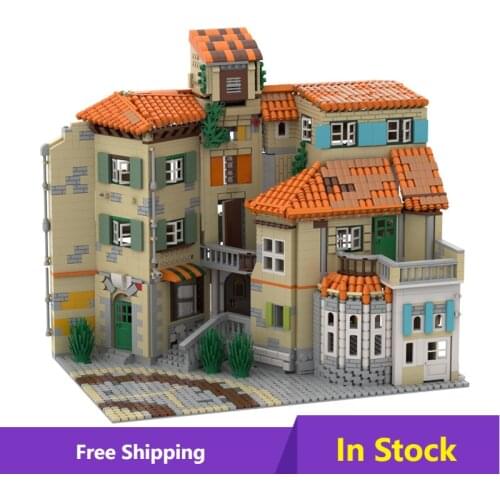 MOC City Street Scene Italian Style House Building Blocks Modular Construction Block Model for Children Gift 3365 PCS
