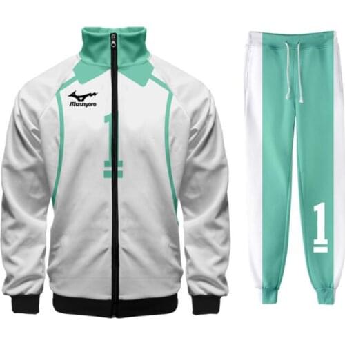 Haikyuu Cosplay Costume Aoba Johsai High School Volleyball Team zip Jacket Coat and Long Pants Training Suit Sportswear Uniform