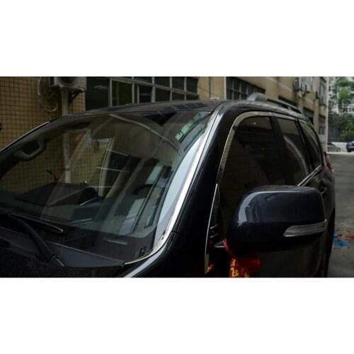 Stainless Steel Chrome Front Windshield Trim Strip Cover Exterior Body Decoration For TOYOTA Prado 2010-2017 Car-Styling