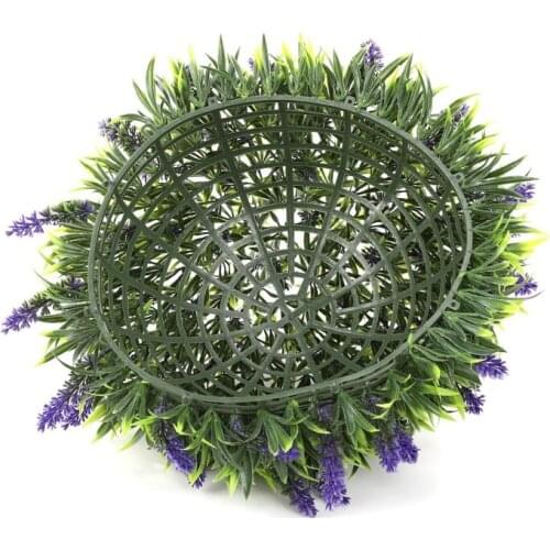 Artificial Lavender Ball Flower Basket, Home Decor Lifelike Hanging Door Garden Topiary