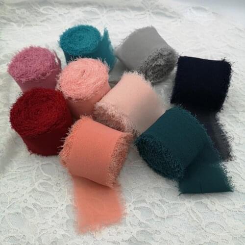 5cm Ribbon Frayed Edged Handmade Gauze Flower Bouquet Gift Ribbon for Decorative