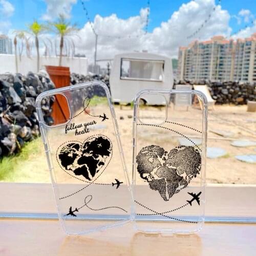 World Map Soft Clear Phone Case For iPhone 12 11 Pro Max X XS Max XR 6s 7 8 Plus SE 2020 Travel Plane Transparent Back Cover