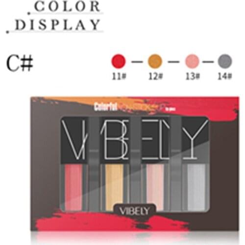4Pcs / set VIBELY Makeup Kits Matte Fog & Metallic Lipstick Set Long Lasting Non Stick Cup Lip Glaze Cosmetics for Women
