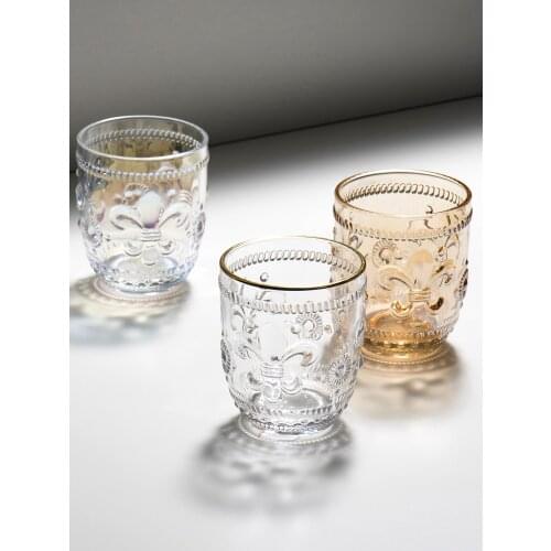 Nordic Vintage Drinkware Crystal Whiskey Glass Cup Embossed Flower Wine Brandy Liquor Beer Glass Cup For Water Drink Kubek