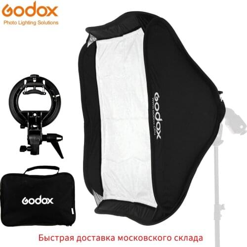 Godox Ajustable Speedlight Flash Softbox 80cm * 80cm 31 x 31in+ S type Bracket Bowens Mount Kit for Speedlite Studio Shooting