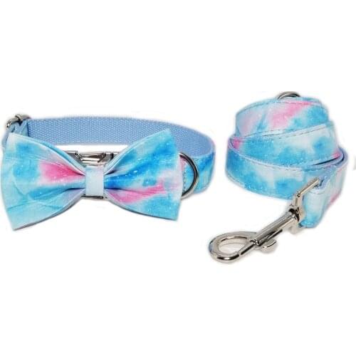 Pet Collar Bow Tie Removable Custom Name & Phone Dog Collar for Small Medium Big Dogs Easy Control Walking Lead Colorful Pattern