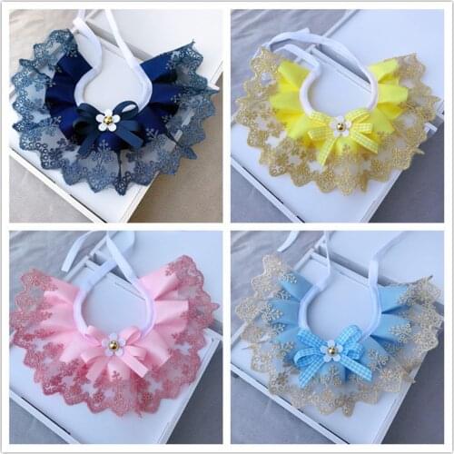 Fashion Bowknot Pet Collar Lace Bibs Cute Lace Pet Collar Bib Lovely Dog Cat Necklace Decor Collars for Small Dog