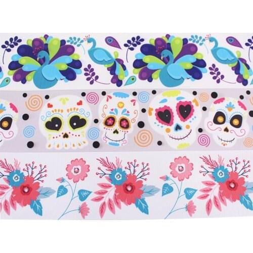 T.R RIBBON 3 inch 75mm floral printed grosgrain ribbon butterfly ribbon