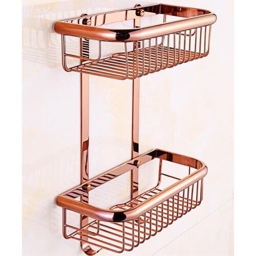 Bathroom Shelf Copper Bath Shower Rack Bath Shower Shelf Bath Shower Caddy Holder Wall Mount Gold/Chrome/Rose Gold Corner Shelf