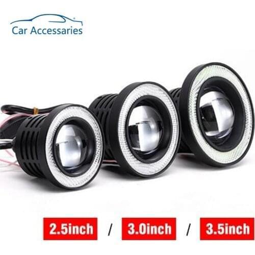 2pcs 12V 2.5" 3.0" 3.5" 64mm 76mm 89m Universal COB LED DRL Driving Lights White Blue Pink Yellow Green Red Angel Eyes Fog Lamp