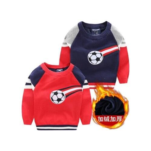 Boys Knit Sweater Baby Winter Clothes 2021 Spring New Childrens Clothing Korean Football Plus Wool Sweater Baby Knitted Outwear