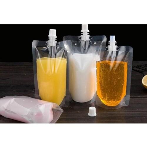 10pcs/lot 200ml/800ml Plastic Clear Drinks Beverage Juice Bag Transparent Flask Suction Fresh Liquid Packaging Pocket
