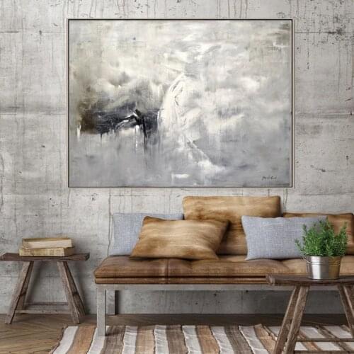 100% Hand Painted Oil Paintings Big Size Nordic Vintage Landscape Abstract Dark Wind Painting Wall for Living Room Home Decor