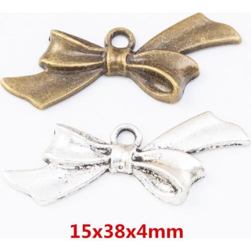 30 pieces of retro metal zinc alloy Bow pendant for DIY handmade jewelry necklace making 7701