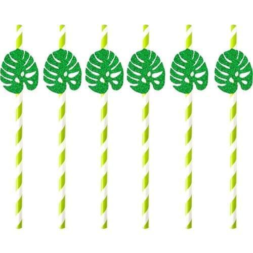 36pcs/set Safari Jungle Theme Paper Drinking Straw Kids Birthday Party Decorations Baby Shower Drinking Straws Party Supplies