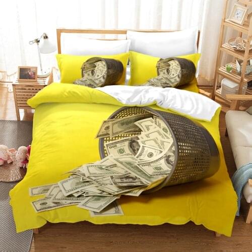 3D Money Printed Pillowcases Bedding Set Queen King Size Dropshipping High End King Queen Twin Full Single Double YB053