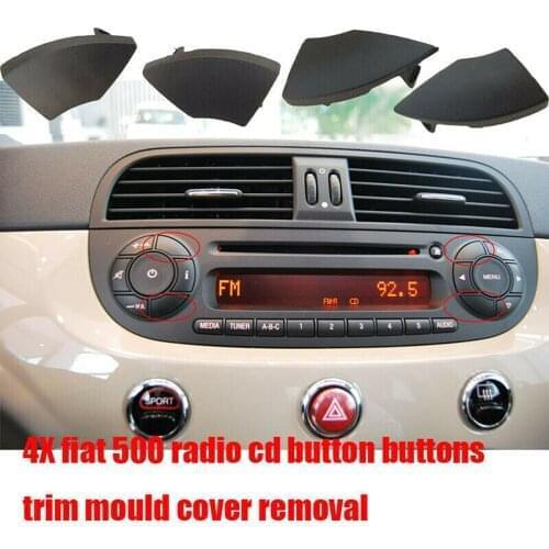 4pcs For-Fiat 500 Car Radio Cd Button Buttons Trim Mould Cover Removal Black /Beige Car Accessories Automobile Decoration